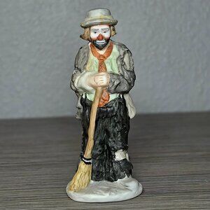 Vintage Hand-painted Emmett Kelly, Jr. w/ Broom– Flambro Miniature Collection